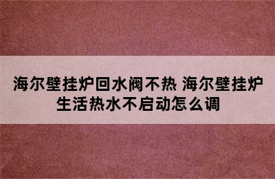 海尔壁挂炉回水阀不热 海尔壁挂炉生活热水不启动怎么调